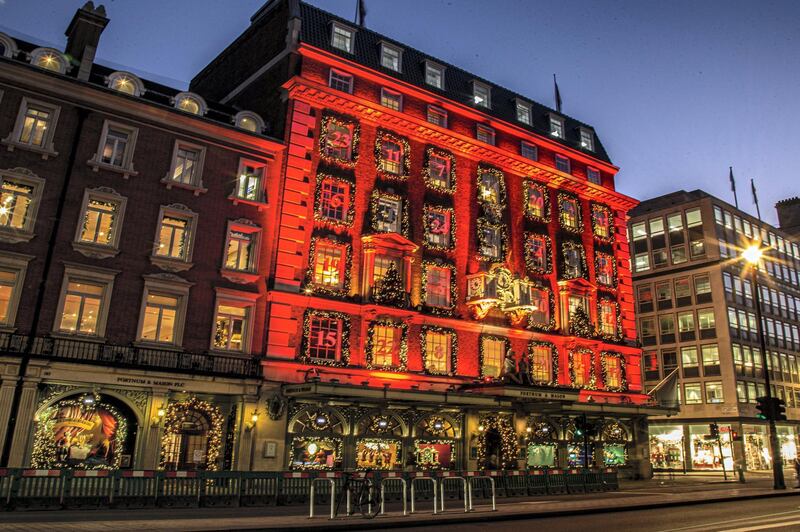 Locations in London during lockdown in the lead up to Christmas 2020. Fortnum and Masons