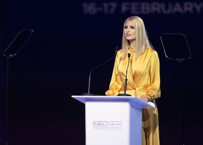 DUBAI, UNITED ARAB EMIRATES. 16 FEBRUARY 2020. 
Ivanka Trump at Global Women’s Forum Dubai.
(Photo: Reem Mohammed/The National)

Reporter:
Section: