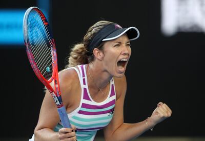 Tennis - Australian Open - Quarter-final - Melbourne Park, Melbourne, Australia, January 22, 2019. Danielle Collins of the U.S. celebrates after winning the match against Russia's Anastasia Pavlyuchenkova. REUTERS/Lucy Nicholson