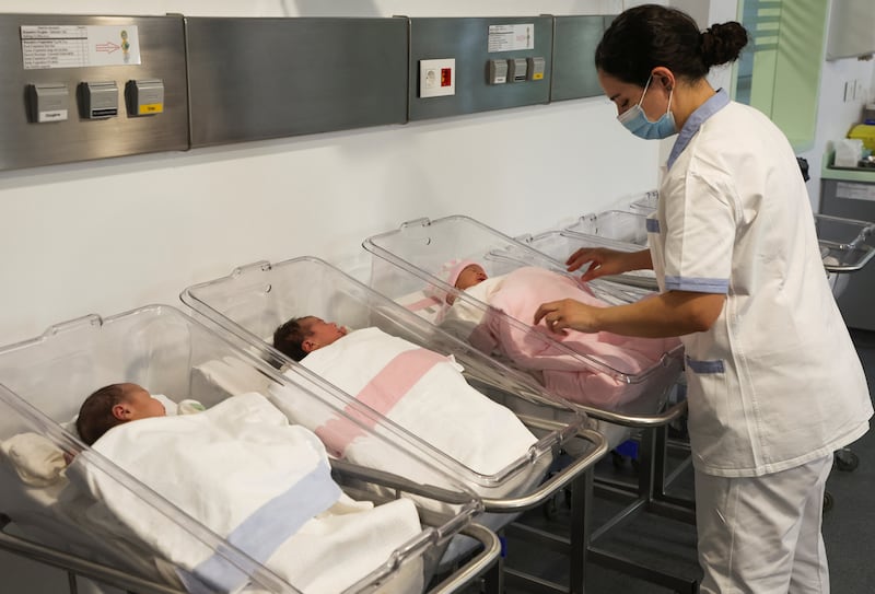 Newborn babies at Hotel Dieu hospital in Beirut, Lebanon, as the world population surges past eight billion. Reuters