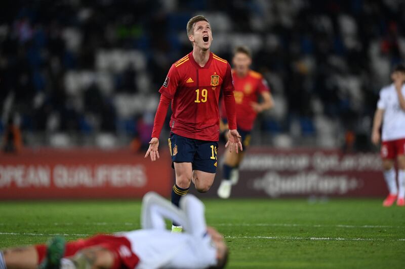 March 28, 2021. Georgia 1 (Kvaratskhelia 44') Spain 2 (Torres 56', Olmo 90'+2'): An injury-time goal from striker Dani Olmo secured an unconvincing victory for Spain, who recovered after falling behind just before half-time. Luis Enrique said: "Georgia surprised me because of how well they did. But I think we deserved the win and even if we didn't deserve it, I really couldn't care right now." AFP