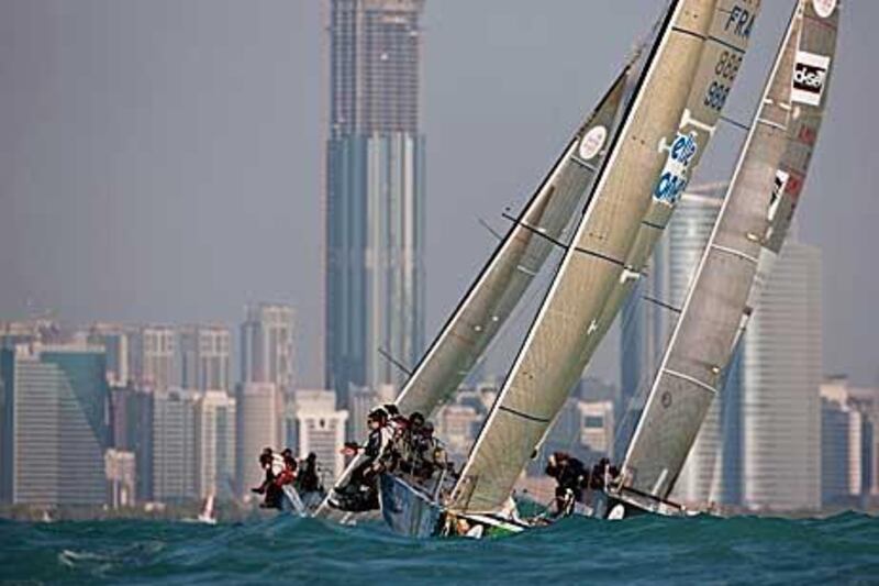 Competitors on their way to the start of the third leg of the Sailing Arabia Tour between Abu Dhabi and Ras Al Khaimah.