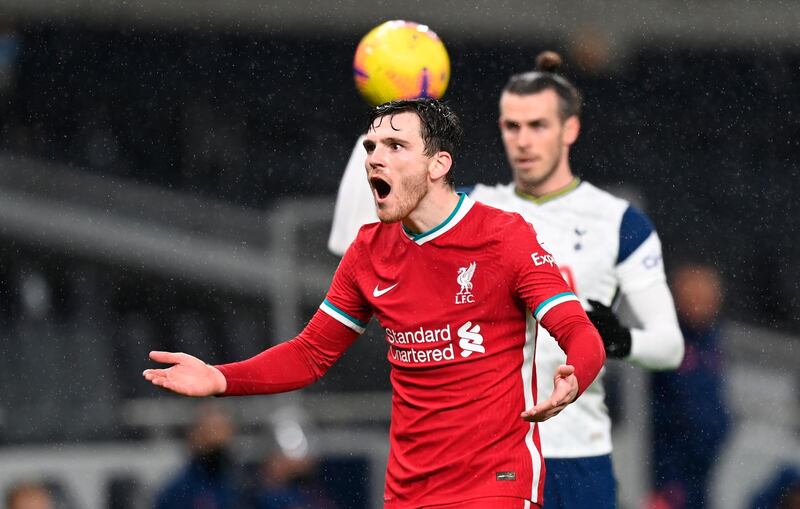 Andrew Robertson - 7. The Scot was pinned back and more occupied by defensive duties than usual. His workrate and aggression are vital to the team even when he is showing little creativity. EPA