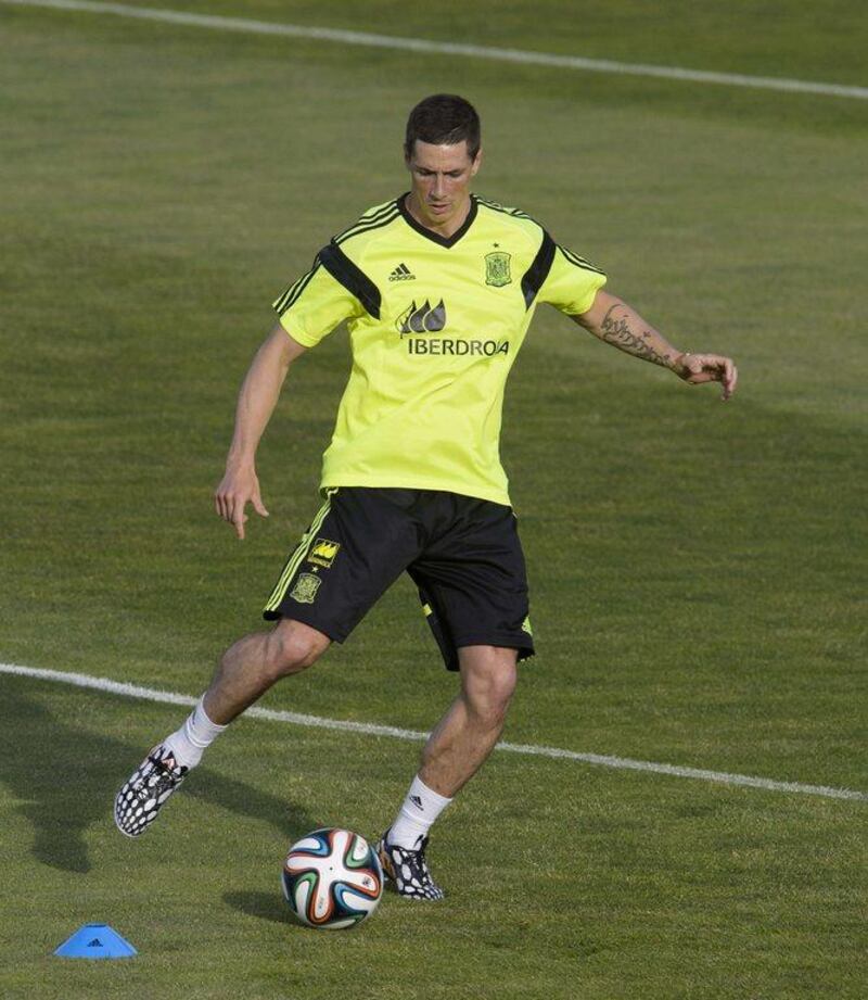 Fernando Torres during a training session with Spain on Monday. Dani Pozo / AFP / May 26, 2014