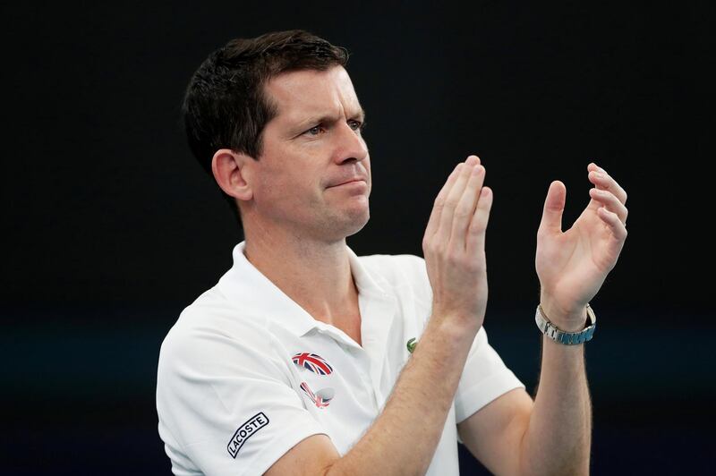 SYDNEY, AUSTRALIA - JANUARY 07: Great Britain captain Tim Henman reacts during day five of the 2020 Sydney International at Ken Rosewall Arena on January 07, 2020 in Sydney, Australia. (Photo by Matt King/Getty Images)