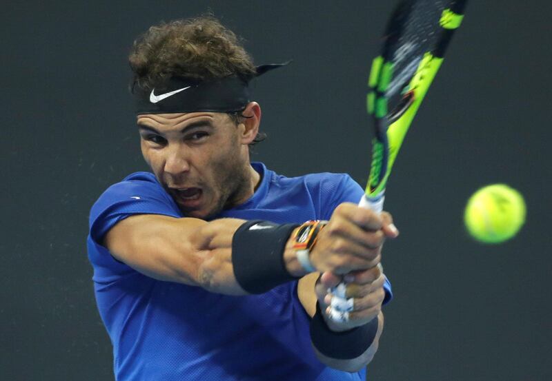 Tennis - China Open - Men's Singles Finals - Beijing, China - October 8, 2017 - Rafael Nadal of Spain in action against Nick Kyrgios of Australia. REUTERS/Jason Lee