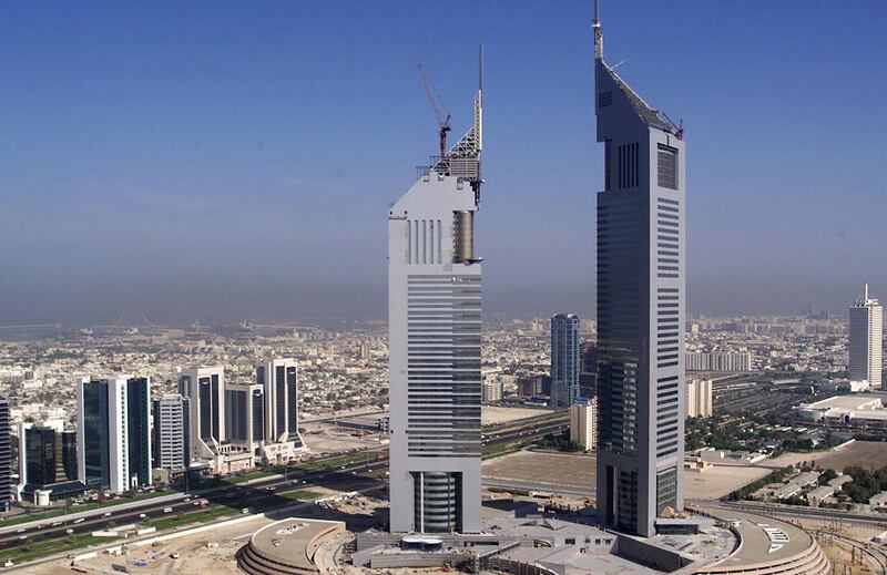 Jumeirah Emirates Towers under construction, in November 1999. AFP