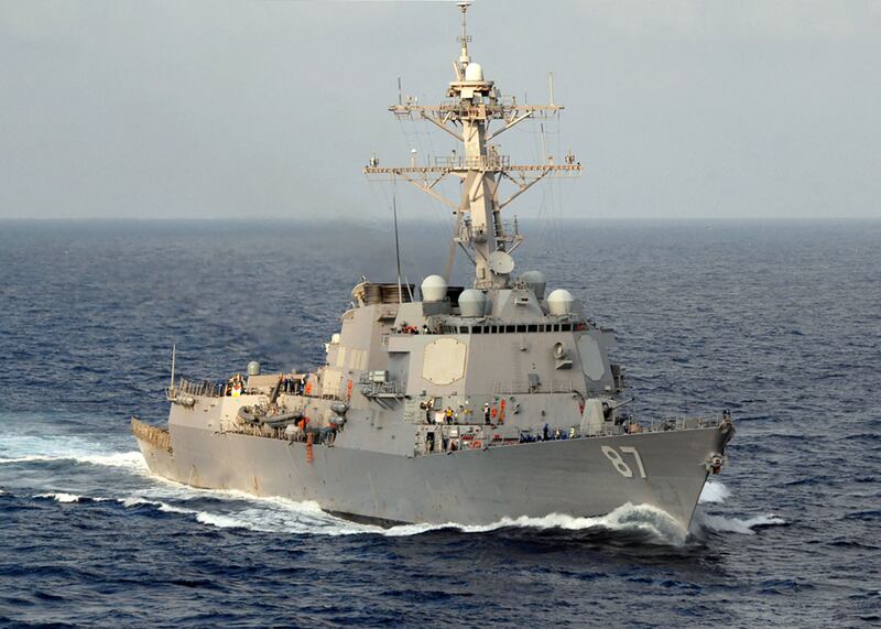 Guided missile destroyer USS Mason, pictured in 2008, which thwarted the attack by Houthi rebels in the Red Sea. AFP
