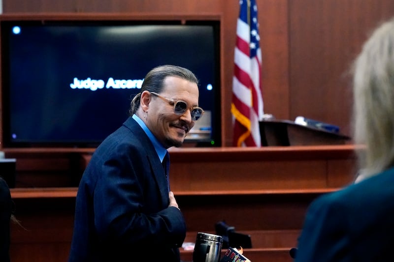 US actor Johnny Depp arrives in the courtroom at the Fairfax County Circuit Court in Fairfax, Virginia on Monday. EPA