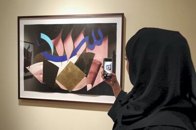 Sharjah, United Arab Emirates - November 04, 2019: Sharjah Calligraphy Museum opens new exhibition ÔMusic of LettersÕ, artwork by Bahman Panahi. Monday the 4th of November 2019. Sharjah. Chris Whiteoak / The National