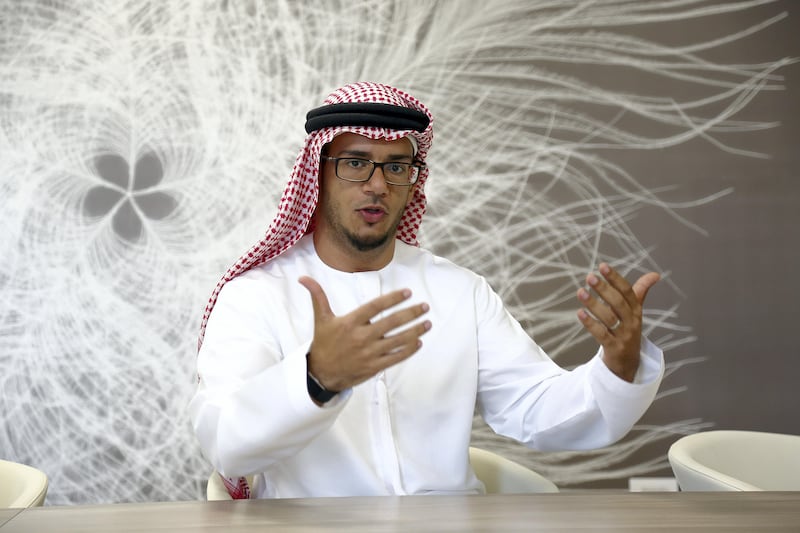 Dubai, 13,Sept,2017: Mohsen Al Awadhi, Mision System Engineer gestures during the interview at the Mohammed Bin Rashid Space Centre in Dubai. Satish Kumar / For the National  / Story by Caline Malek