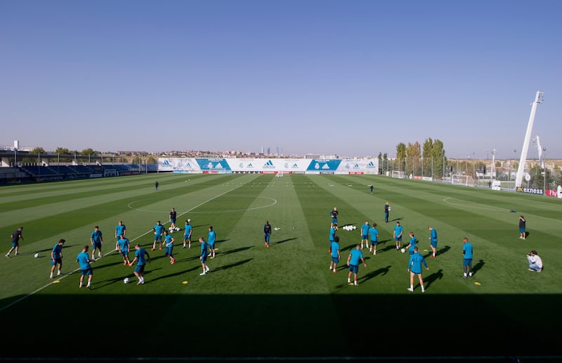 A view of the training pitch during the session at the Valdebebas training ground. Denis Doyle / Getty Images