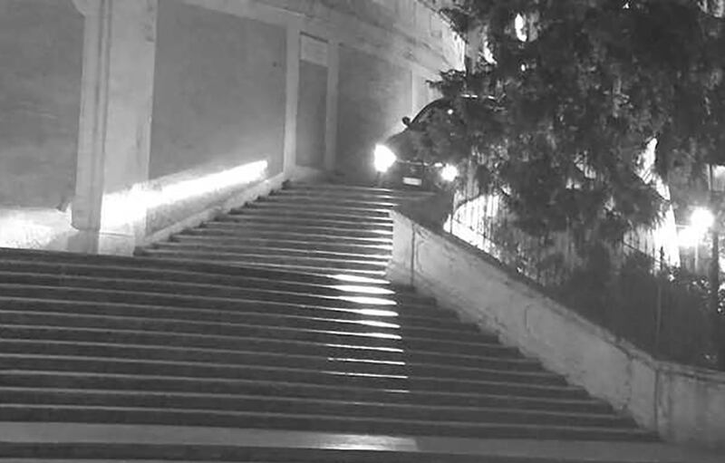 A rented Maserati was driven down Rome's Spanish Steps in a late-night mishap. Photo: Polizia Roma Capitale