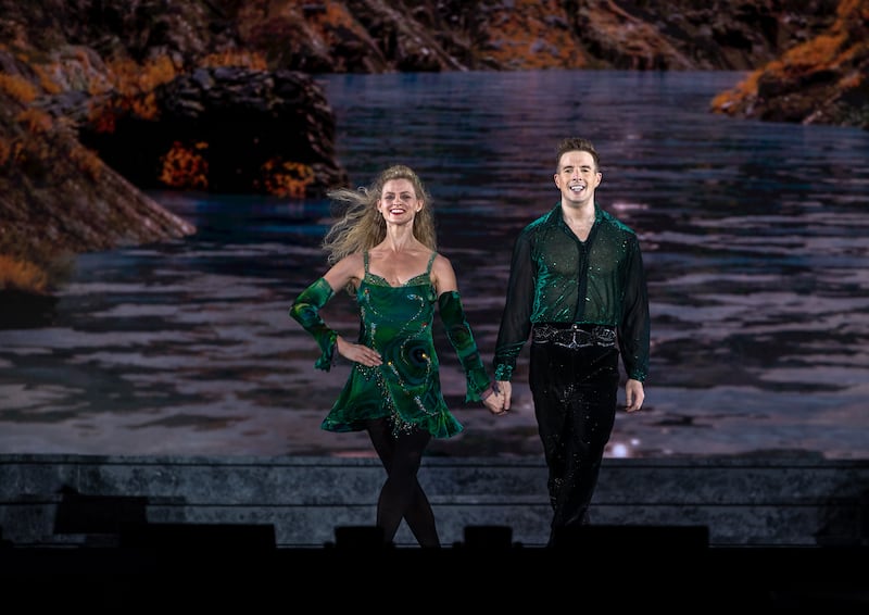 Riverdance lead dancers Anna Mai Fitzpatrick and Jason O’Neill at Jubilee Park. Victor Besa/The National.