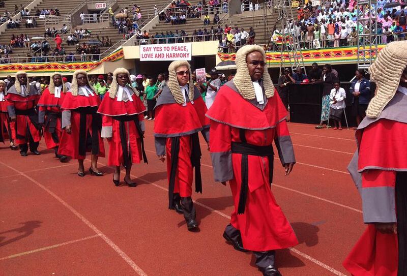 Zimbabwean judges arrive for Emmerson Mnangagwa's presidential inauguration ceremony. Christopher Torchia / AP Photo