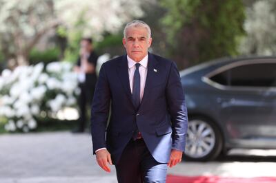 epa09178405 The Leader of the Yesh Atid party, Yair Lapid, enters the residence of President Reuven Rivlin, in Jerusalem, Israel, 05 May 2021. Israeli Prime Minister Benjamin Netanyahu failed to form a government with at least 61 Knesset seats as the deadline issued by the President has ended. The mandate to form a government is expected to pass to the Yesh Atid party.  EPA/ABIR SULTAN