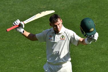 Marnus Labuschagne of Australia acknowledges the crowd as he leaves the field after scoring 185 runs during day three of the first Test against Pakistan at the Gabba. EPA