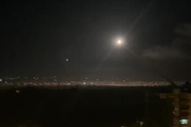 An image grab shows on November 20, 2019 reportedly shows Syrian air defence batteries responding to Israeli missiles targeting the southern outskirts of Damascus. AFP