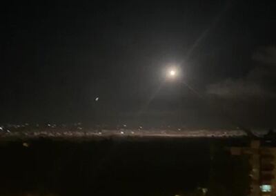 An image grab shows on November 20, 2019 reportedly shows Syrian air defence batteries responding to Israeli missiles targeting the southern outskirts of Damascus. The Israeli army confirmed that it carried out strikes against military sites in Damascus today, in response to rocket fire from Syria the previous day. "We just carried out wide-scale strikes of Iranian Quds Force & Syrian Armed Forces targets in Syria in response to the rockets fired at Israel by an Iranian force in Syria," the Israel Defense Forces tweeted. Syria's state media earlier said Syrian anti-aircraft defences intercepted a "heavy attack" by Israeli warplanes over the capital Damascus.
 / AFP / -
