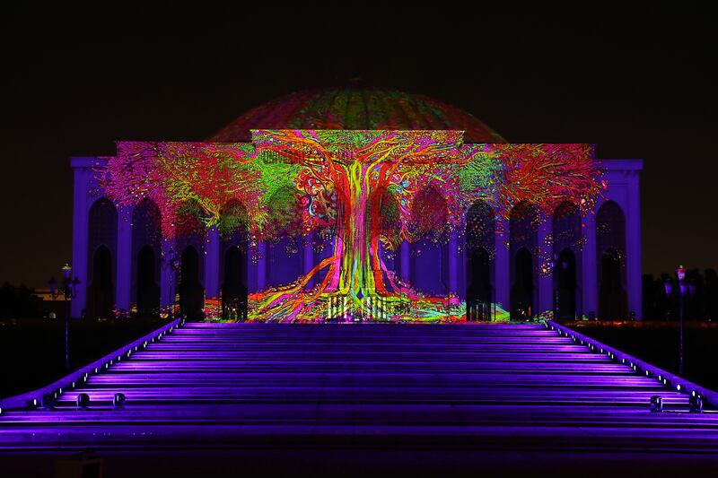 The Spiral of Light show at Sharjah Light Festival 2022. Pawan Singh / The National