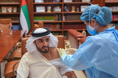 AJMAN, 1st November, 2020 (WAM) -- Sheikh Rashid bin Humaid Al Nuaimi, President of the UAE Football Association, UAEFA, has received the COVID-19 vaccine. Wam