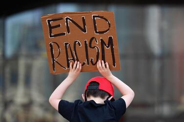 At a protest against police brutality on June 9 in New York City. Angela Weiss / AFP