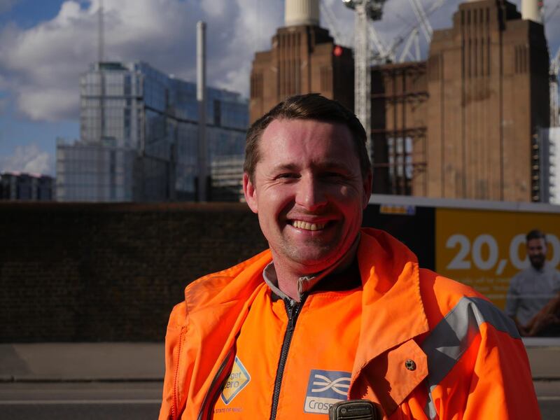 Beam member Joe at his job as a slinger-signaller on the Northern Line extension of the London Underground.