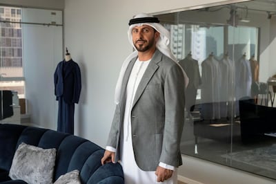 Salem Al Mheiri, co-owner of the Duca & Das tailored kandura majlis in Abu Dhabi. Antonie Robertson / The National