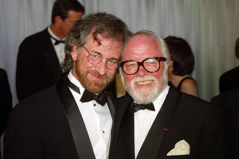 Director Steven Spielberg, left, and actor Sir Richard Attenborough, who played Dr John Hammond in 'Jurassic Park'. PA