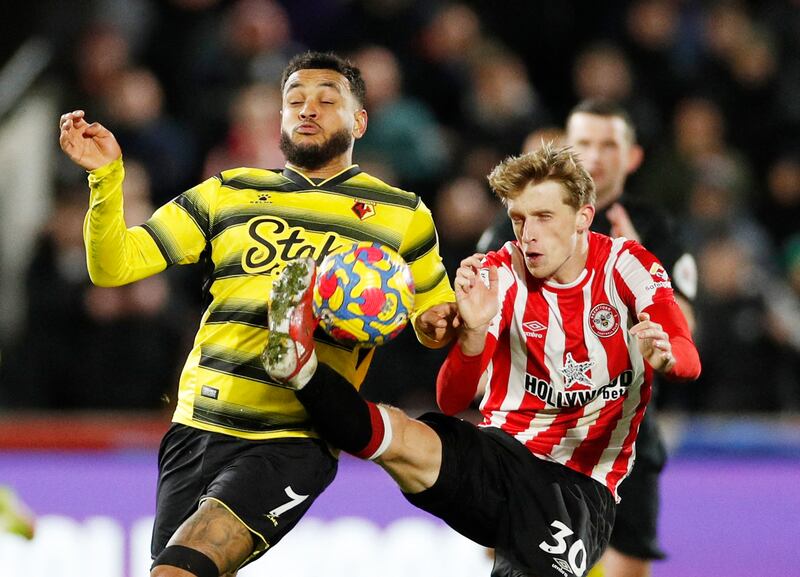 Joshua King – 6, Could have easily had Watford’s opener as his low drive beats Fernandez and is only saved by the woodwork but didn’t make too much noise at Brentford Community Stadium. Reuters
