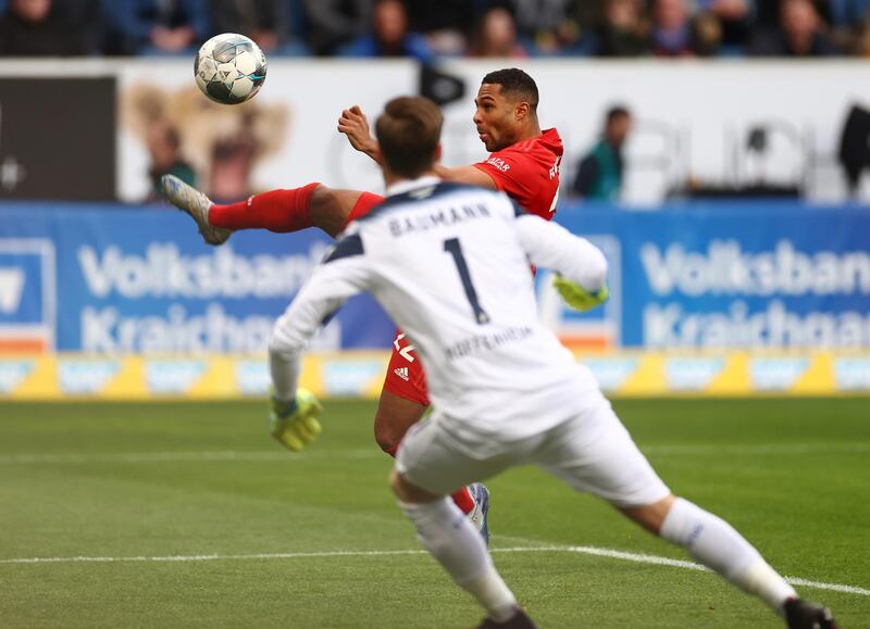 Bayern Munich's Serge Gnabry scores their first goal after two minutes. Reuters