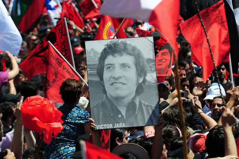 Victor Jara's funeral took place in Santiago in 2009, six months after his remains were exhumed. AFP