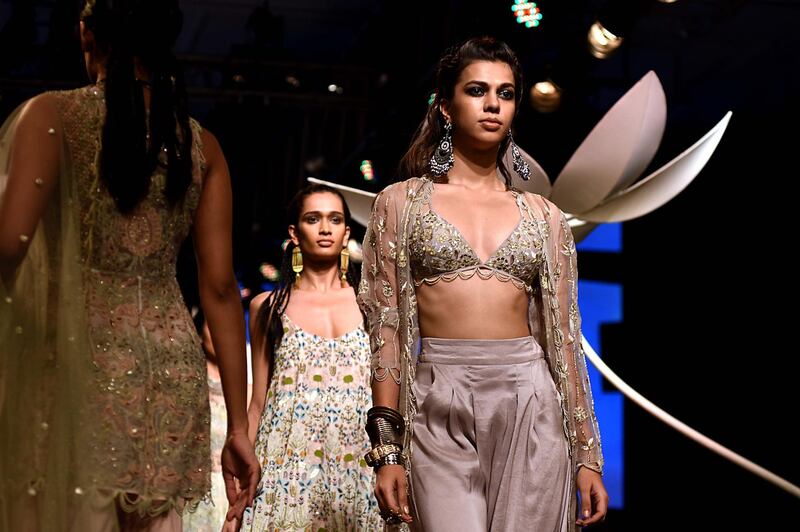Models at the Payal Singhal show. AFP