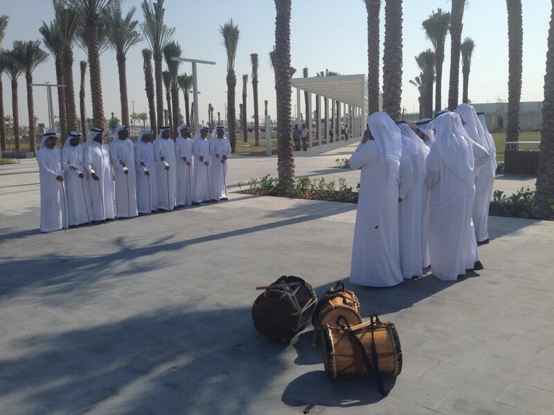 Traditional local entertainment welcomed visitors to Louvre Abu Dhabi. John Dennehy / The National