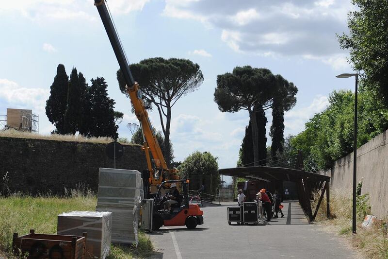 Preparations are underway at Forte Belvedere for Kim Kardashian and Kanye West’s wedding party on May 21, 2014 in Florence, Italy. Laura Lezza / Getty Images