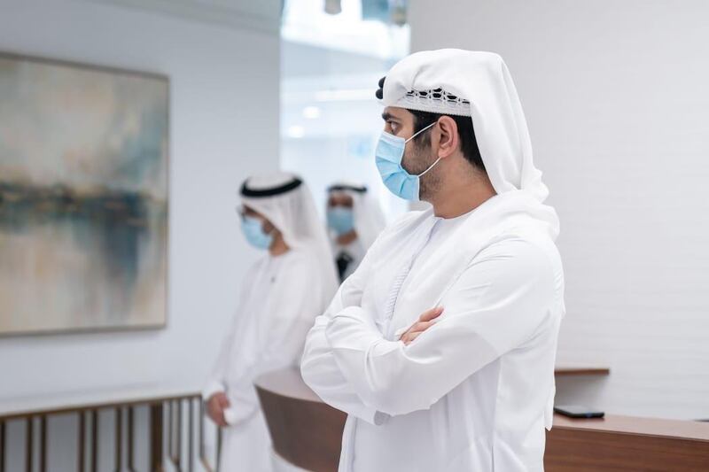 Sheikh Maktoum bin Mohammed, Deputy Ruler of Dubai, tours the New Media Academy in Dubai on Monday. Courtesy: Dubai Media Office