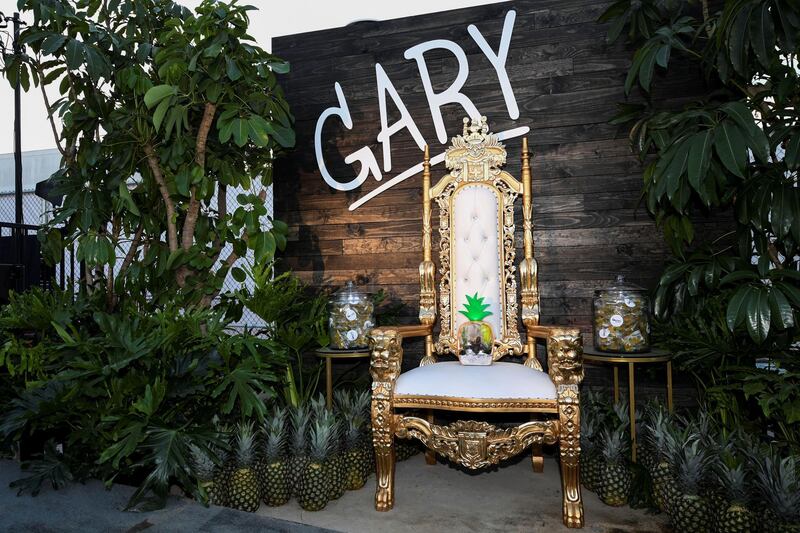 'Gary' the pet snail sits on his shrine before the unveiling event. Reuters