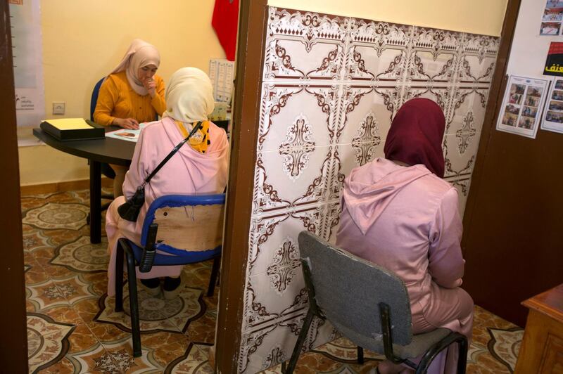 Women who claim to have been abused await for counselling at a centre in Sale, Morocco. Reuters