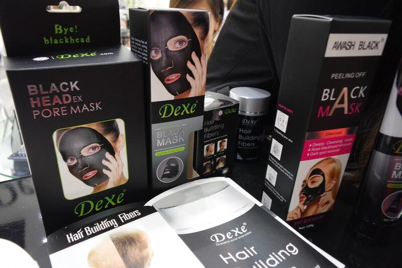 Black masks that allegedly remove blackheads have gone viral all over social media. Find yours at Beautyworld Middle East. Photo by Hafsa Lodi