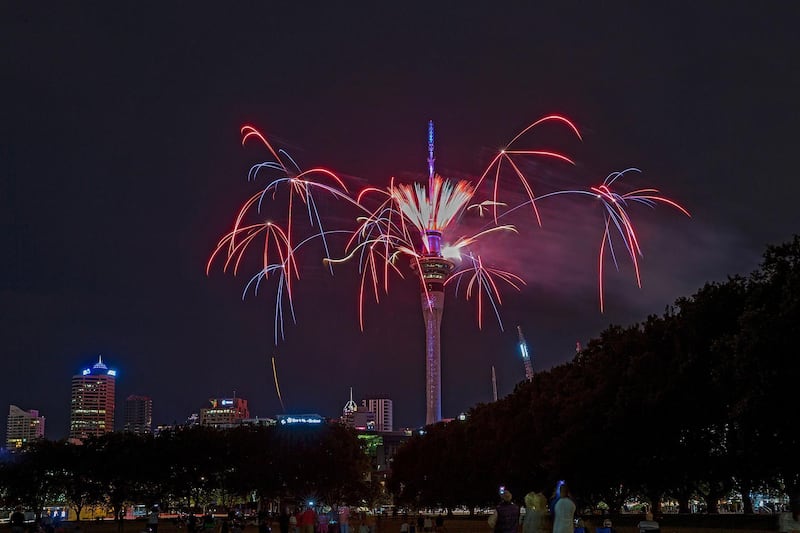 Over 5 minutes of fireworks from the Sky Tower welcome in the new year during New Year's Eve celebrations in Auckland, New Zealand. Dave Rowland / Getty Images