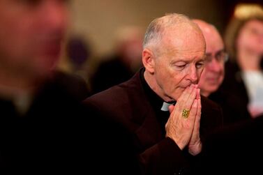Former archbishop of Washington, Theodore McCarrick's resignation has been labelled 'unprecedented' He was removed from the ministry in June after a review board found there was "credible" evidence that he had assaulted the teen while working as a priest in New York in the early 1970s. / AFP / SHAWN THEW