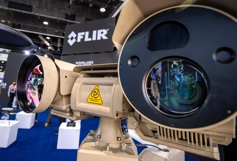 Abu Dhabi, United Arab Emirates, February 25, 2021.  Idex 2021 Day 5.
 The FLIR stand.
Victor Besa / The National
Section:  NA/Stock Images