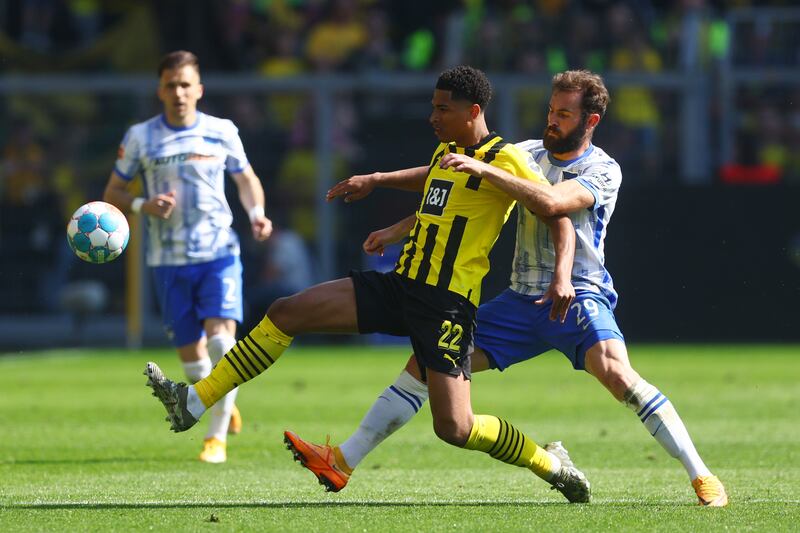 MOST BUNDESLIGA ASSISTS 2021/22: =11) Jude Bellingham (Borussia Dortmund) Eight assists in 32 games. Getty