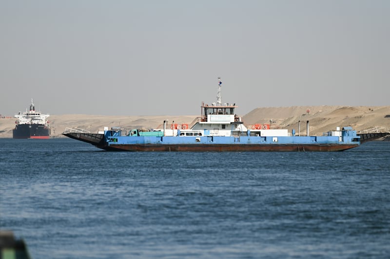 A ship in the Suez Canal heading towards the Red Sea. Getty Images