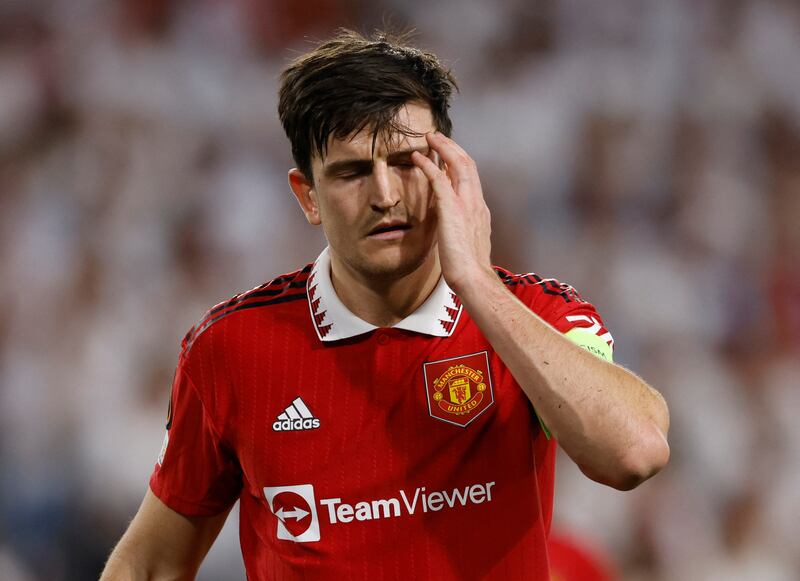 Manchester United's Harry Maguire during the Europa League quarter-final second leg defeat to Sevilla. Reuters
