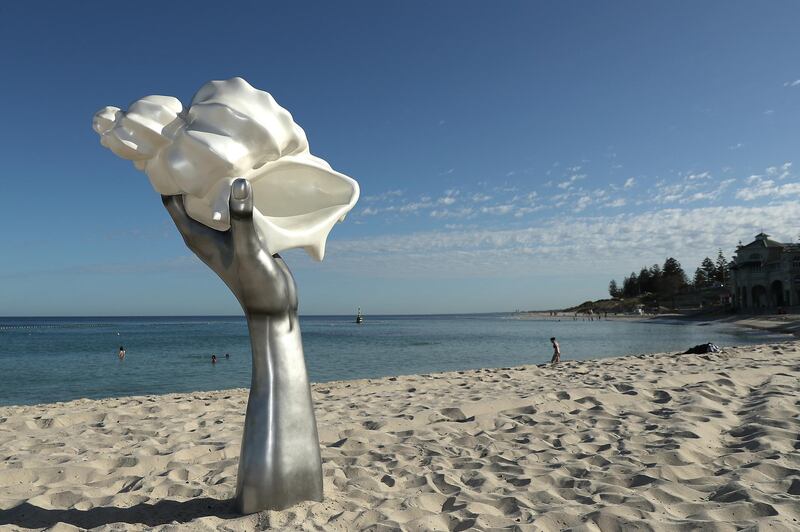 Shell Resonance by Capto Collaborative is seen during Sculpture by the Sea at Cottesloe Beach in Perth, Australia.  Getty