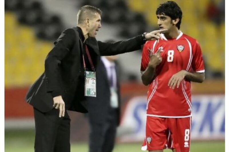 UAE coach Srecko Katanec, left, believes Hamdan al Kamali, right, is one of several Emiratis good enough to play in Europe. Suhaib Salem / Reuters