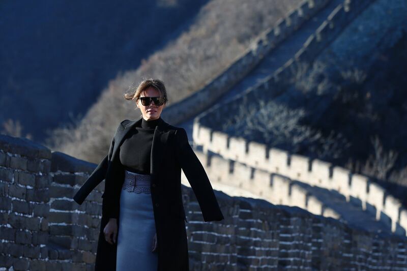 US first lady Melania Trump visits the  Great Wall in Beijing, China. Wu Hong / EPA