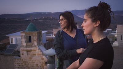 Succession actress Hiam Abbass, left, and her daughter Lina Soualem in Deir Hanna. Photo: Beall Productions

