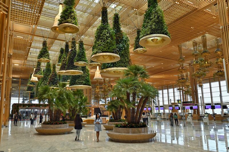 Hanging and vertical gardens at the newly inaugurated Terminal 2 at the Kempegowda International Airport in Bengaluru, India. AFP